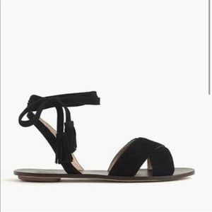 J.Crew Suede Ankle Tie Sandal with Tassel Size 10